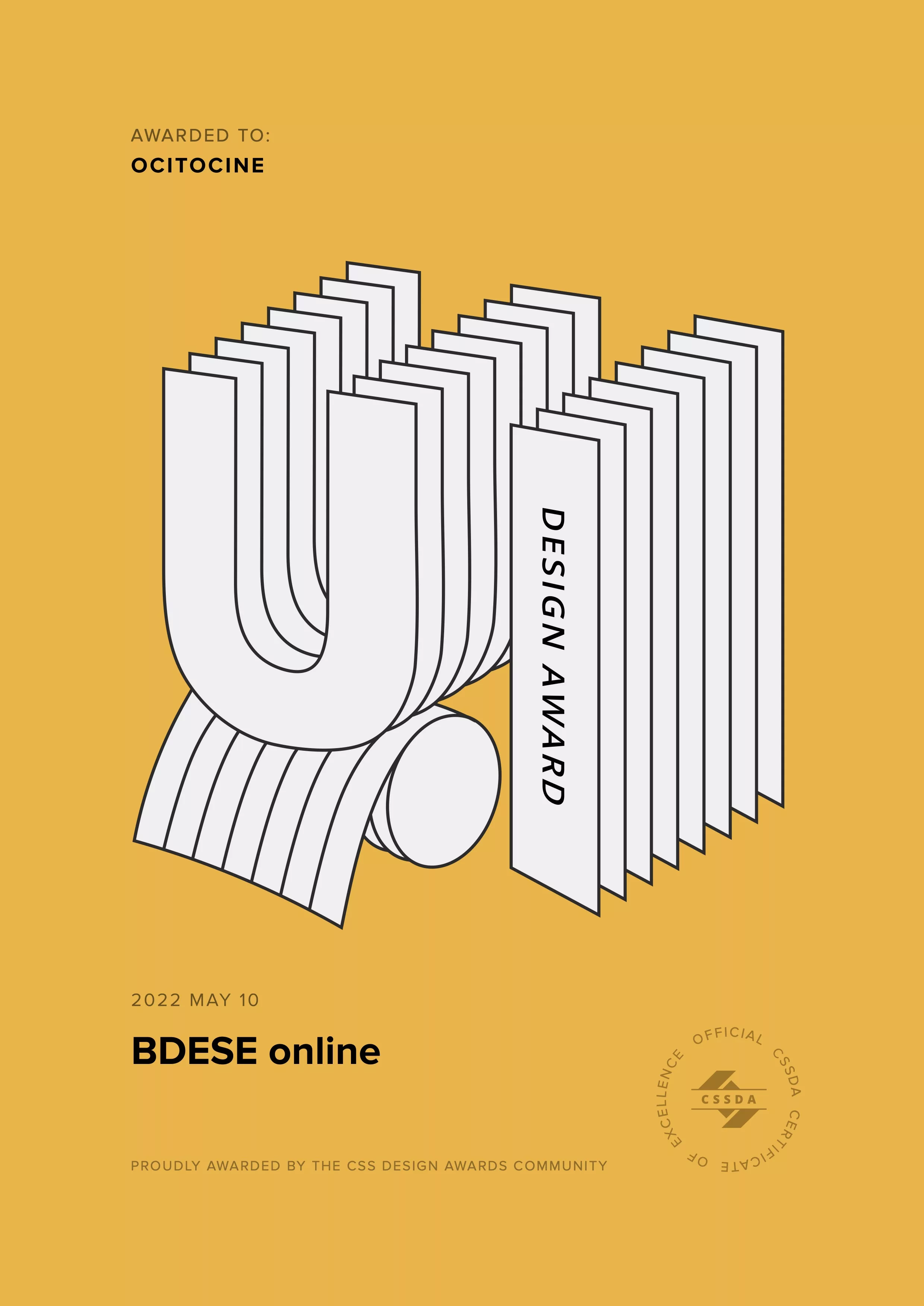 Ocitocine, agence créative web et branding, a remporté un prix "CSSDA UI Design Award" pour la réalisation du site web bdes-online.fr